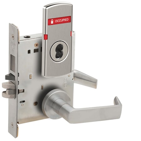 Storeroom Mortise Lock With Deadbolt, Less SFIC, 06A Design, VACANT/OCCUPIED Indicator For Outside O